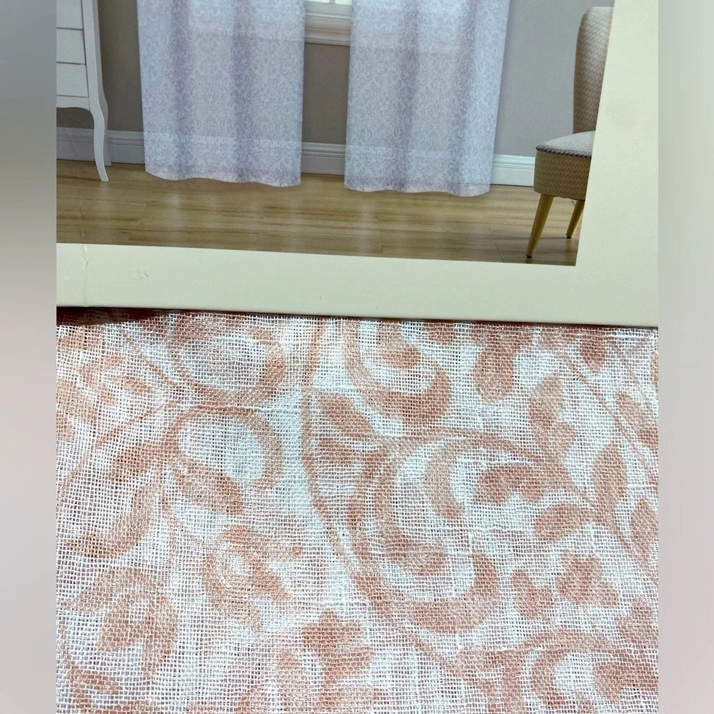 Laura Ashley Grommet Top Taupe White Floral Sheer Curtain Panel Pair 38